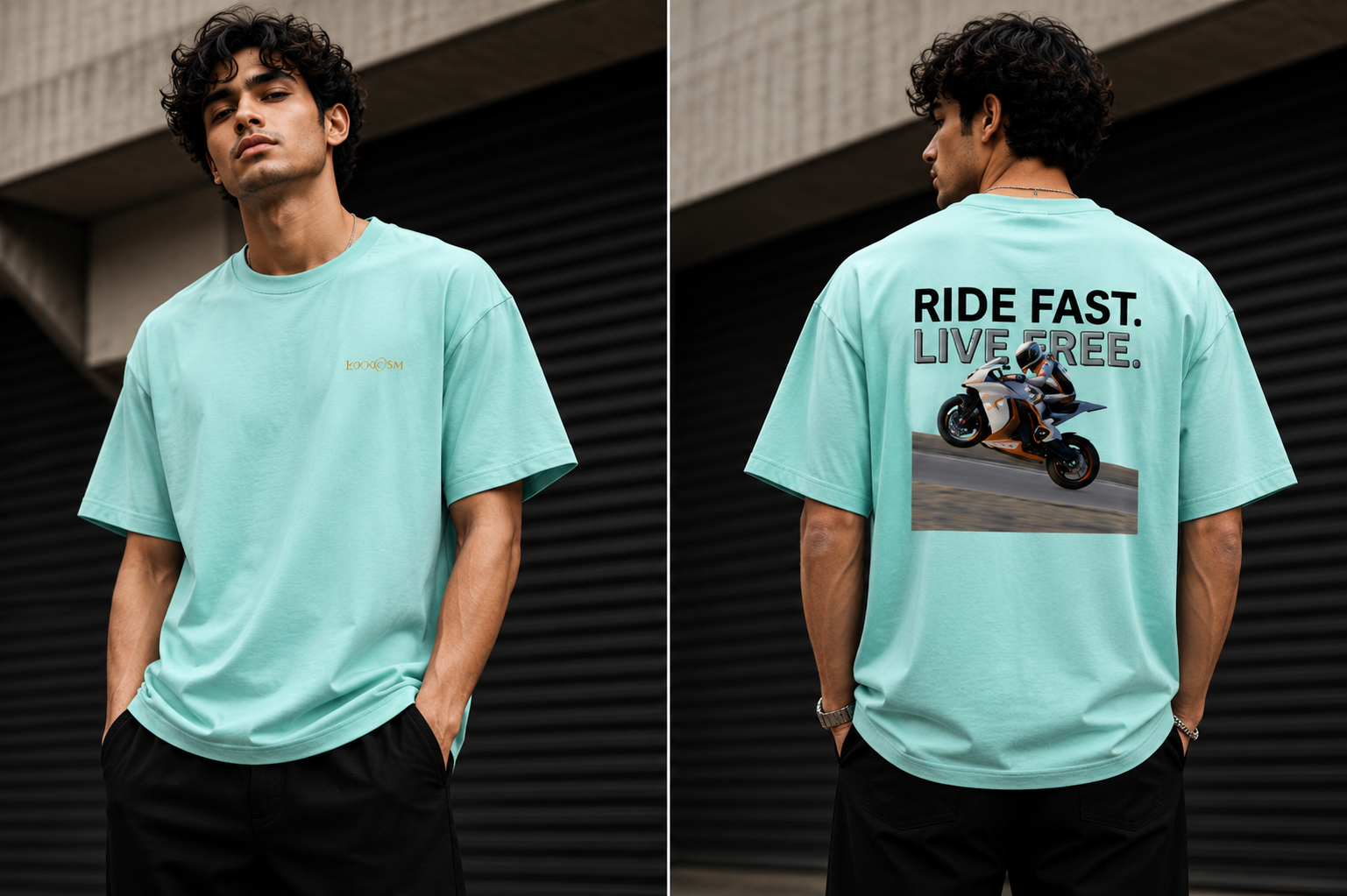 Ride Fast Live Free Oversized Graphic T-Shirt