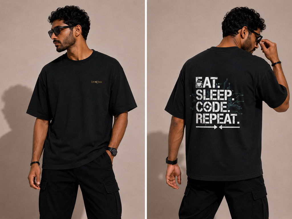 Eat Sleep Code Repeat Oversized Tee