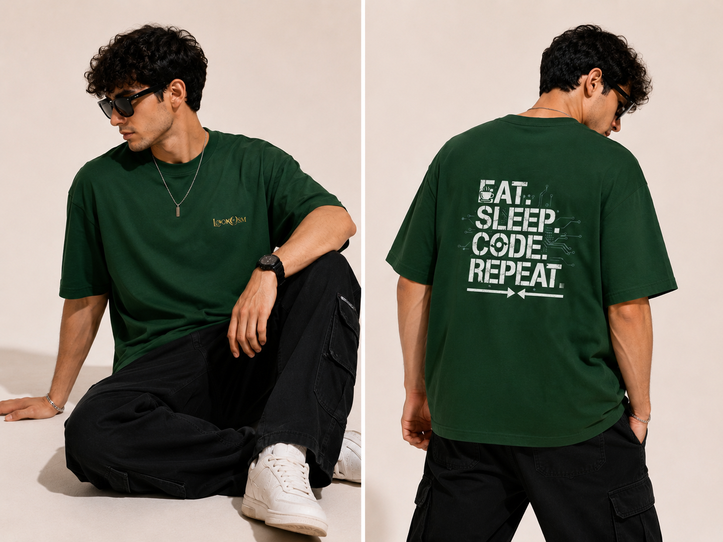 Eat Sleep Code Repeat Oversized Tee