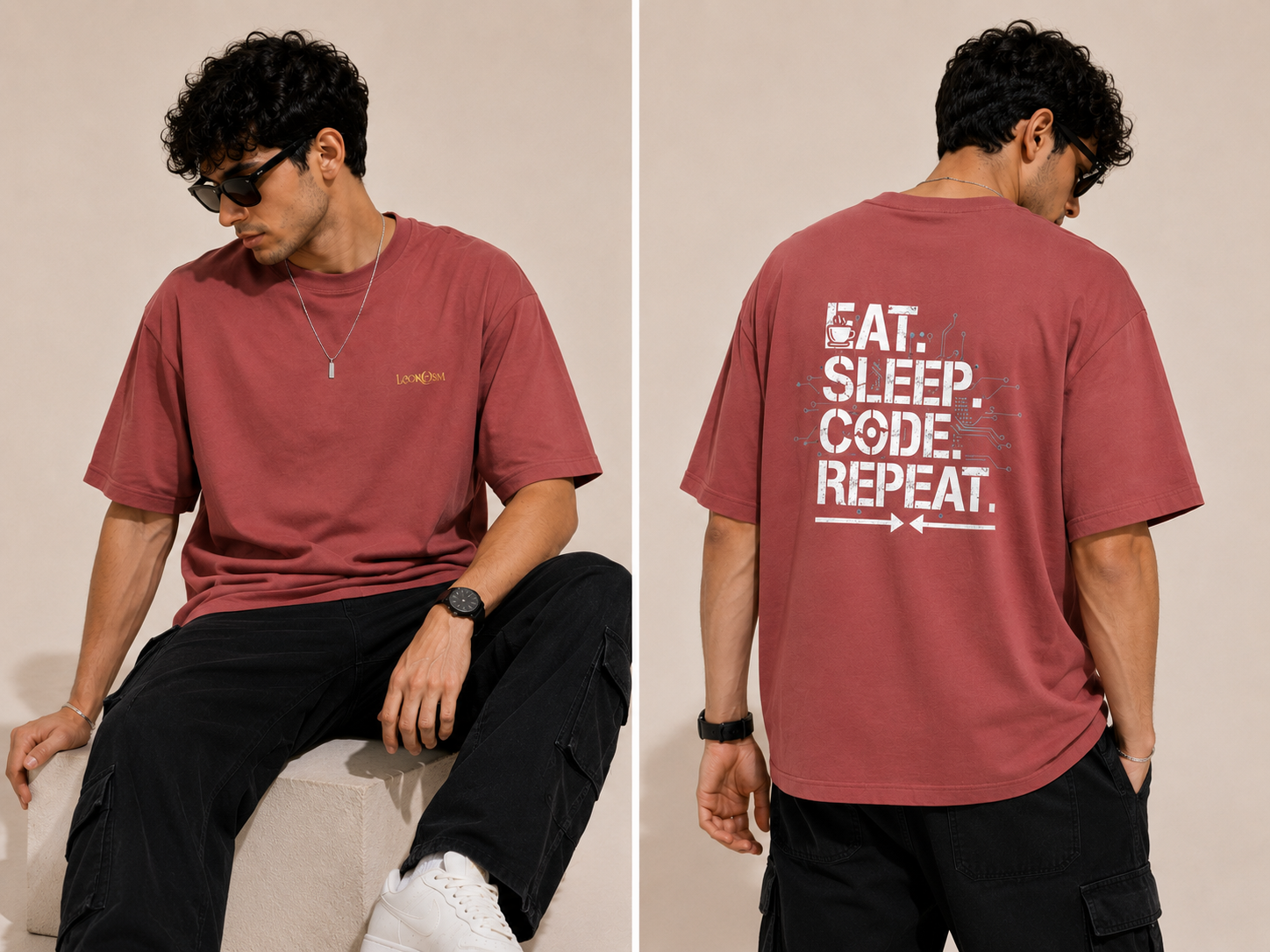 Eat Sleep Code Repeat Oversized Tee