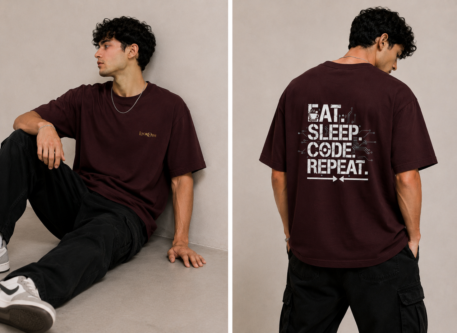 Eat Sleep Code Repeat Oversized Tee