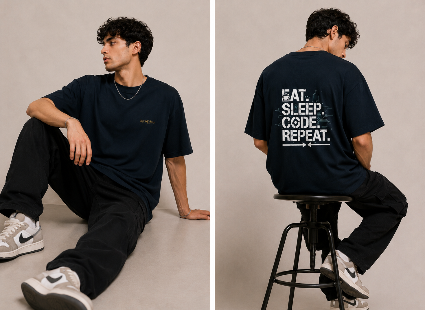 Eat Sleep Code Repeat Oversized Tee