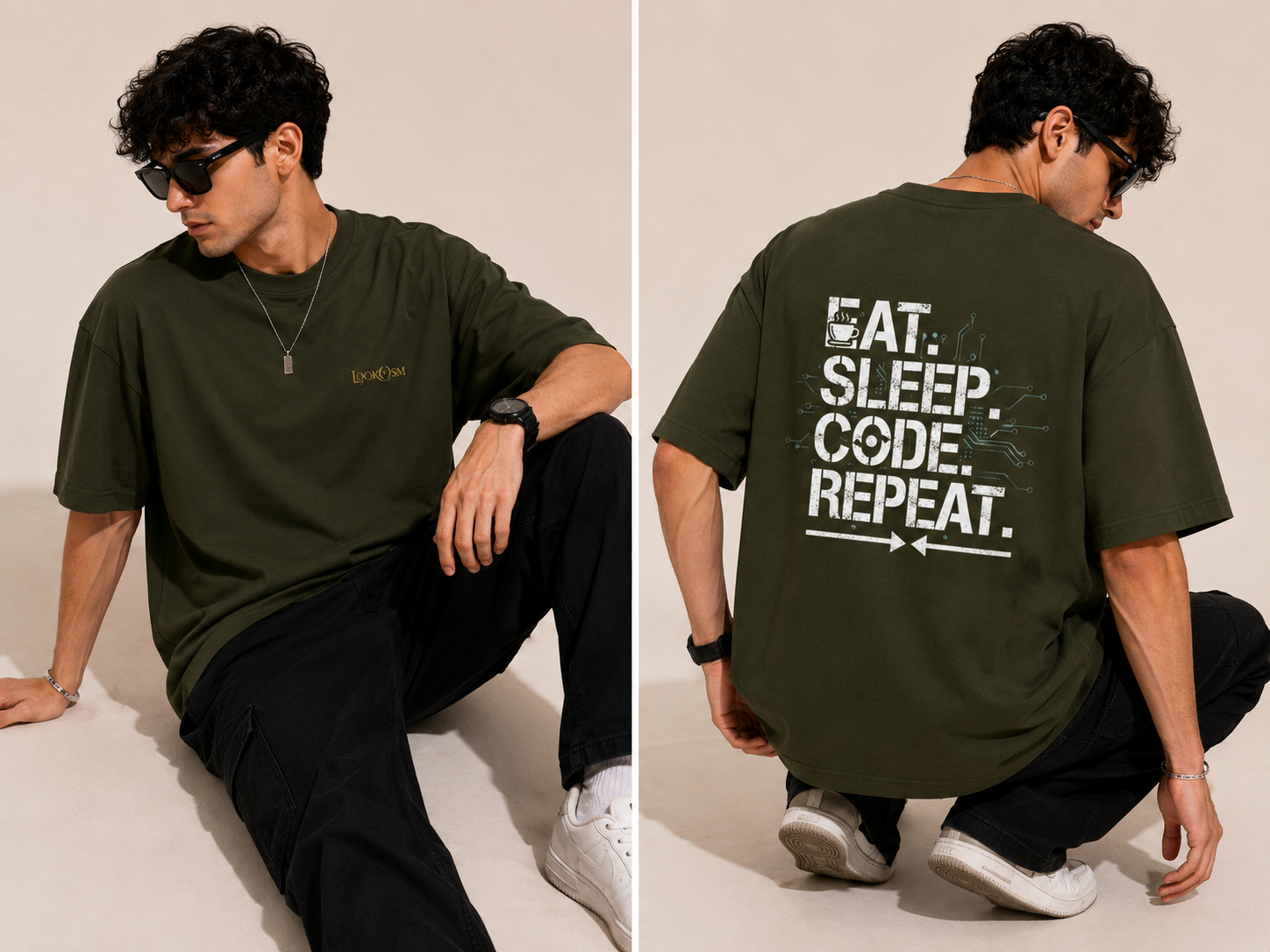 Eat Sleep Code Repeat Oversized Tee