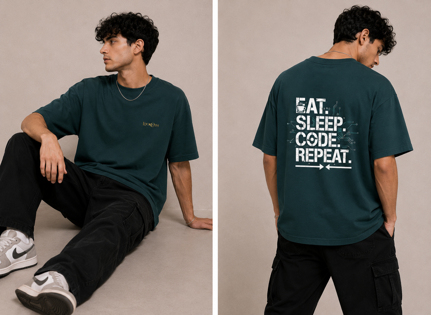 Eat Sleep Code Repeat Oversized Tee