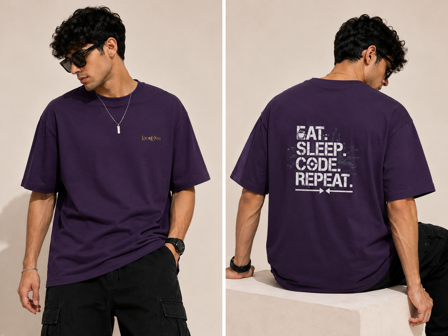 Eat Sleep Code Repeat Oversized Tee