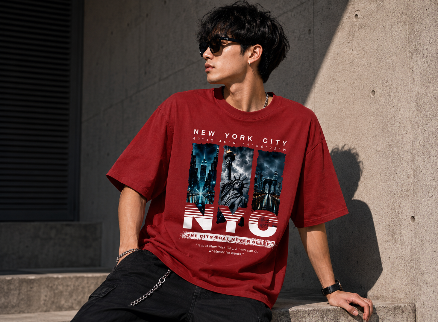 NYC Never Sleeps Oversized Tee