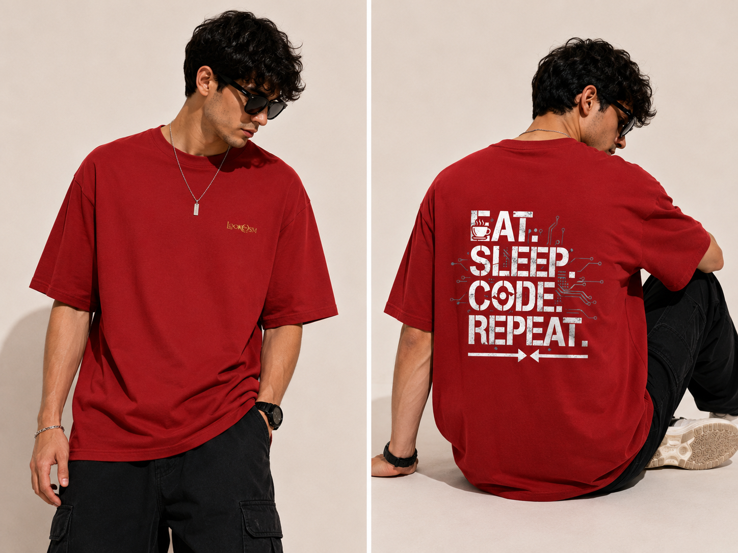 Eat Sleep Code Repeat Oversized Tee