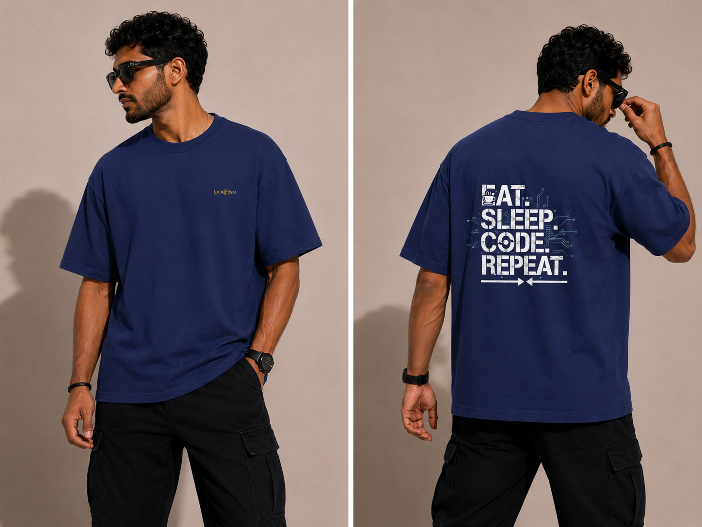 Eat Sleep Code Repeat Oversized Tee