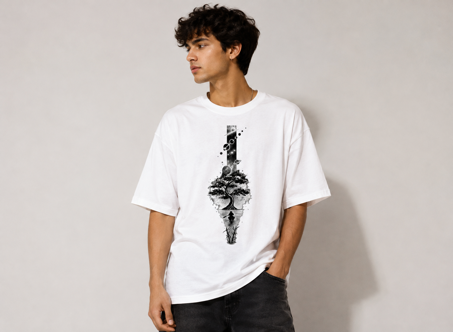 Tree & Moon Oversized Tee